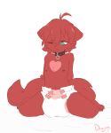  2019 anthro bound collar diaper dreamyart freckles fur hi_res kneeling male mammal navel nipples one_eye_closed red_body red_fur solo young 