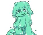  1girl breasts commentary_request goo_girl green_eyes highres ishuzoku_reviewers large_breasts long_hair lymee monster_girl nude open_mouth simple_background slime solo subata white_background 