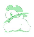  anus bayleef blush chubby female green_and_white green_and_white_theme monochrome nintendo overweight pok&#233;mon pokemon pussy solo sweat video_games wet yamashita_uri 