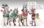  2015 angela_morgan animal_humanoid annoyed antlers black_hair capreoline capreoline_humanoid capreoline_taur cervid cervid_humanoid cervid_taur christmas clothing demon dialogue dress female group hair holidays hooves horn humanoid humanoid_pointy_ears legwear magic mammal mammal_humanoid mammal_taur mr-dna outside red_body red_nose reindeer_humanoid reindeer_taur smile socks spade_tail standing surprise taur the_underburbs torn_clothing transformation winifred_pale yellow_sclera 