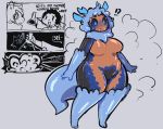  ! ? anthro blue_sclera blush bodily_fluids breasts chemical dialogue duo eerieviolet featureless_breasts female hi_res magic merging navel nude sequence slightly_chubby smile species_request standing surprise sweat sweatdrop thick_thighs transformation wand 