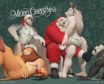  2019 abs anthro barefoot biceps big_butt bottomwear bulge butt canid canine canis christmas clothing collaboration digital_media_(artwork) equid equine feet felid fingers fur giant_panda group holidays horn humanoid_feet humanoid_hands lion male mammal maychin muscular muscular_male newark nipples open_mouth orange_body orange_fur pantherine pecs sam_(maychin) santa_claus toes tongue unicorn ursid white_body white_fur wolf 