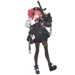  1girl ahoge bangs beret black_footwear black_headwear black_jacket black_legwear black_skirt blush boots bow bowtie candy closed_mouth collar collared_shirt eyebrows_visible_through_hair food full_body fur fur_trim girls_frontline gun h&amp;k_mp7 hair_between_eyes hair_ornament hat headphones headwear holding holding_gun holding_weapon jacket lollipop long_sleeves looking_at_viewer medium_hair military_jacket mp7_(girls_frontline) nail_polish official_art pantyhose pink_hair pink_neckwear ponytail rainli scope shirt skirt solo standing strap submachine_gun sucking suppressor thigh_strap transparent_background trigger_discipline weapon white_fur white_shirt yellow_eyes 