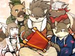  4:3 black_body black_fur brown_hair canid canine canis domestic_dog fur girly hair hi_res long_hair male mammal moritaka pink_body pink_fur ponytail scar scroll shino_(housamo) sirius_hoshi_s tadatomo tanetomo tokyo_afterschool_summoners video_games white_hair yasuyori 