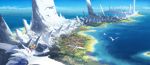  absurdres couldoh day dragon dragon_riding highres island mountain ocean outdoors pixiv_fantasia_age_of_starlight scenery shadow water 