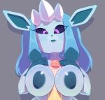  anthro big_breasts breasts eeveelution female first_person_view genitals glaceon hi_res human interspecies lying male male/female mammal nintendo on_back open_mouth penis pok&eacute;mon pok&eacute;mon_(species) pok&eacute;morph pok&eacute;philia purple_eyes sex somescrub titfuck video_games 