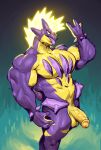  abs amped_toxtricity anthro anthrofied balls barazoku biceps digital_media_(artwork) erection genitals hair hi_res looking_at_viewer male muscular muscular_male nintendo nipples nude pecs penis pok&eacute;mon pok&eacute;mon_(species) pok&eacute;morph purple_body simple_background smile sxfpantera tongue toxtricity video_games 