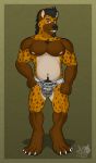  clothing hi_res hyaenid hyenajack jockstrap male mammal musclegut muscular musk pecs solo tlayoualo underwear 