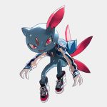  1:1 2_fingers ambiguous_gender claws clothed clothing esasi8794 fingers looking_at_viewer nintendo pok&eacute;mon pok&eacute;mon_(species) red_eyes simple_background sneakers sneasel solo video_games 