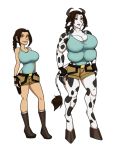  2019 4_breasts anthro before_and_after big_breasts black_hair bottomwear bovid bovine breast_expansion breasts cattle clothing female gloves growth hair handwear hi_res hooves horn_growth human human_to_anthro lara_croft mammal multi_breast multi_breast_growth muscular muscular_female open_mouth riddleaugust shorts simple_background smile solo species_transformation standing tomb_raider transformation white_background 
