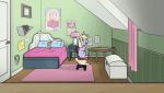  2020 animated bed blonde_hair chair dinky_hooves_(mlp) door equid female feral friendship_is_magic furniture hair horn inside low_res mammal my_little_pony petirep sitting solo unicorn young 