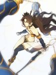  1girl 2018 absurdres brown_hair dated earrings elbow_gloves fate/grand_order fate_(series) gloves highres hoop_earrings ishtar_(fate)_(all) ishtar_(fate/grand_order) jewelry long_hair looking_at_viewer red_eyes single_thighhigh sol_ferrari solo sword thighhighs thighs twintails weapon white_background 