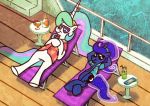  2020 2d_animation 2snacks alcohol animated beverage boat clothed clothed_feral clothing cocktail duo equid eyewear female feral friendship_is_magic hair horn mammal multicolored_hair my_little_pony princess_celestia_(mlp) princess_luna_(mlp) sea ship sibling sister sisters sunglasses unicorn vehicle water 