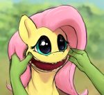  2020 disembodied_hand duo edit equid equine feathered_wings feathers feral fluttershy_(mlp) friendship_is_magic hair looking_at_viewer mammal my_little_pony nightmare_fuel whiskeypanda wings 