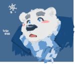  2020 anthro bismasouen blue_eyes blush fur male mammal polar_bear scarf shirane_kan simple_background solo ursid ursine utau white_body white_fur 