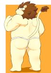  12beat13 2014 anthro blush bulge butt clothing felid hi_res humanoid_hands kemono lion male mammal overweight overweight_male pantherine simple_background solo underwear 