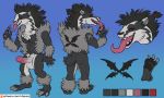  anthro badger balls big_penis conditional_dnp danza erection fluffy genitals hair humanoid_penis male mammal man_bun model_sheet muscular muscular_male mustelid musteline nintendo obstagoon patreon penis pok&eacute;mon pok&eacute;mon_(species) ponytail solo tongue tongue_out video_games 