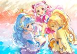  blonde_hair blue_eyes blue_hair cure_ange cure_etoile cure_yell hugtto_precure long_hair pink_eyes pink_hair ponytail precure xing yellow_eyes 