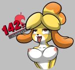  &lt;3 &lt;3_eyes absurd_res ahegao animal_crossing anthro blush breasts canid canine canis female hi_res isabelle_(animal_crossing) looking_pleasured mammal nintendo nipples nude ravirr94 solo super_smash_bros. tongue tongue_out video_games 