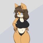  1:1 2020 anthro big_breasts blue_eyes breasts brown_hair canid canine canis clothed clothing digital_media_(artwork) domestic_dog female fur hair hi_res hsp huge_breasts june_(jinu) mammal shiba_inu short_hair simple_background smile solo spitz thick_thighs underwear 