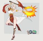  3girls alternate_costume alternate_hairstyle armlet armpits axe aymr_(weapon) bracelet byleth_(fire_emblem) byleth_(fire_emblem)_(female) chibi dancer edelgard_von_hresvelg fire_emblem fire_emblem:_three_houses instrument jewelry maracas mikoyan multiple_girls pelvic_curtain pose sandals side_ponytail silver_hair solo_focus sothis_(fire_emblem) 