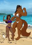  abs absurd_res beach canid canine canis domestic_cat duo felid feline felis hi_res mammal muscular seaside size_difference wendel_fragoso wolf 