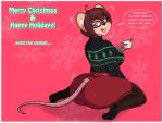  4:3 big_breasts big_butt blush breasts butt celine_(jwinkz) christmas clothed clothing dialogue drunk eggnog eyewear female glasses hair hi_res holidays inner_ear_fluff jwinkz mammal motion_lines mouse murid murine rodent solo substance_intoxication sweater topwear tuft wide_hips 