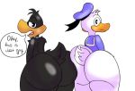  anatid anseriform anthro avian big_butt bird butt daffy_duck disney donald_duck duck hi_res looking_at_viewer looking_back looney_tunes male male/male nathanatwar text warner_brothers 