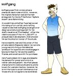  1:1 anthro beard bottomwear canid canine canis clothed clothing domestic_dog english_text facial_hair footwear fully_clothed fuze hi_res male mammal mustache shirt shoes shorts simple_background solo tank_top text topwear white_background wolfgang_(fuze) 