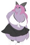  2017 accessory big_breasts blouse bottomwear breasts clothed clothing clothing_bow curvy_figure eyelashes eyeshadow female fully_clothed hair hair_accessory hair_bow hair_ribbon half-closed_eyes hand_on_hip hi_res humanoid legwear looking_at_viewer makeup mcnasty muk narrowed_eyes nintendo pink_eyes pink_hair pok&eacute;mon pok&eacute;mon_(species) portrait purple_body purple_skin ribbons seductive shirt simple_background skirt sleeveless_shirt slightly_chubby solo tanya_(mcnasty) teacher thick_thighs thigh_highs three-quarter_portrait tied_shirt topwear video_games voluptuous white_background wide_hips 