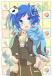  bad_id bad_pixiv_id blue_eyes blue_hair blue_scarf blush bow elbow_gloves food genderswap genderswap_(mtf) gloves ice_cream kaiko musical_note open_mouth scarf scarf_bow solo vocaloid zhuo_mi 