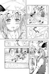  comic flandre_scarlet greyscale highres monochrome multiple_girls naughty_face remilia_scarlet rioshi sexually_suggestive touhou translated 