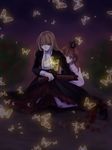  bad_id bad_pixiv_id blood brown_eyes bug butterfly crown hime_cut hinaro insect long_hair multiple_girls purple_eyes umineko_no_naku_koro_ni ushiromiya_maria ushiromiya_rosa 