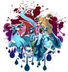  absol claws creature cross dragon dripping fang gen_(pokemon) gen_2_pokemon gen_3_pokemon gen_4_pokemon highres ink lucario metagross mevi626 open_mouth pokemon pokemon_(creature) salamence simple_background teeth ursaring white_background wings 