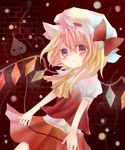  bad_id bad_pixiv_id blonde_hair eyelashes flandre_scarlet hat hat_ribbon laevatein maho_moco ribbon solo tears touhou wings 