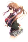  brown_eyes brown_hair little_busters! looking_back mycstea natsume_rin ponytail school_uniform skirt solo 