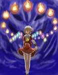  blonde_hair duel_disk fire flandre_scarlet glowing glowing_eyes highres nawate_(dij) red_eyes touhou yuu-gi-ou yuu-gi-ou_duel_monsters 