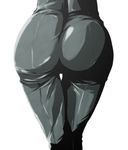  ass ass_focus bad_id bad_pixiv_id banned_artist black_bodysuit bodysuit celty_sturluson close-up durarara!! from_behind greyscale monochrome s_tanly simple_background solo thigh_gap 