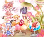  animal_ears ascot bad_id bad_pixiv_id blonde_hair blue_hair bow cape cirno cup dress food fruit green_hair hair_bow hat head_wings highres ice_cream in_container in_cup in_food kazami_yuuka kosaka minigirl multiple_girls mystia_lorelei nature pinafore_dress pink_hair plaid plaid_skirt plaid_vest plant rumia skirt skirt_set strawberry team_9 touhou venus_flytrap vest vore wings wriggle_nightbug wrist_cuffs 