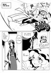  beret bow braid china_dress chinese_clothes comic dress flandre_scarlet greyscale hat hong_meiling korean left-to-right_manga long_hair monochrome multiple_girls remilia_scarlet short_hair side_ponytail tima touhou translated wings 