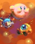  floating flying full_body holding holding_sword holding_weapon kingyo_(nikkorogashi) kirby kirby_(series) mask meta_knight no_humans one-eyed pout sword waddle_doo weapon wings 