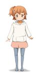  blush_stickers boushi_no_hako brown_eyes hood hoodie inami_mahiru kopperi orange_hair pantyhose side_ponytail skirt solo working!! younger 