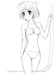  bikini graphite_(medium) greyscale kaigara_boushi monochrome original short_hair solo swimsuit traditional_media 
