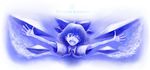  1girl aouji blue bow cirno engrish hair_bow one_eye_closed ranguage short_hair solo touhou wings 