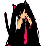  :p animal_ears bad_id bad_pixiv_id black_eyes black_hair cat_ears detached_sleeves hatsune_miku long_hair necktie smile solo tamayo tongue tongue_out twintails very_long_hair vocaloid 