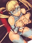  blonde_hair blue_eyes breast_suppress breasts cleavage fumio_(rsqkr) large_breasts long_hair mask nippleless_clothes nipples rainbow_mika solo street_fighter twintails 
