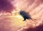  cloud clouded-3d cloudy_sky commentary creature draik english_commentary flying full_body neopets no_humans signature sky solo sun twilight wings 