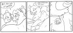  2020 anthro bed black_and_white clothed clothing comic disney duo felid furniture grendeltalkstothedragon mammal monochrome on_bed pack_street pandora_(weaver) pantherine remmy_cormo sticker tiger under_covers zootopia 