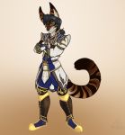  anthro canid canine canis crossed_arms felid feline green_eyes hair hybrid jackal jackalope_(artist) male mammal pantherine ponytail simple_background tiger 