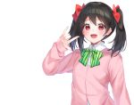  black_hair blush bow close hashiko_nowoto love_live!_school_idol_project red_eyes school_uniform twintails white yazawa_nico 